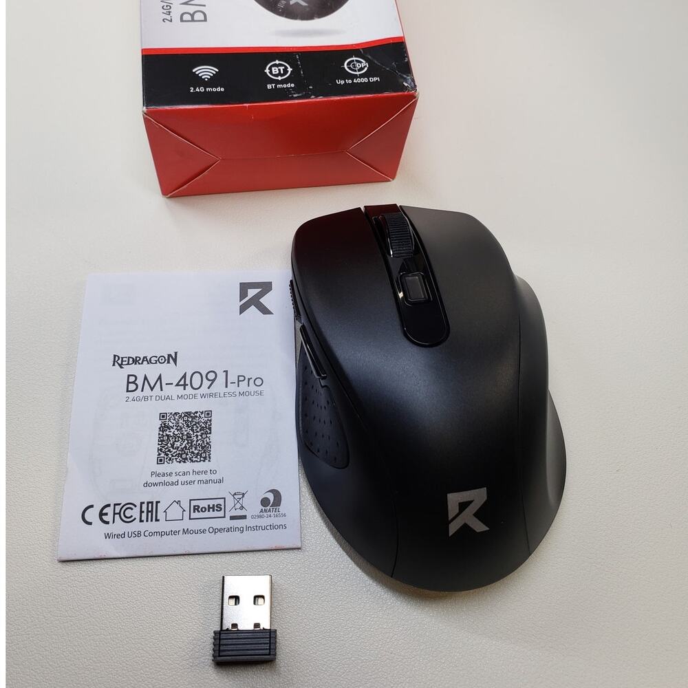 Redragon BM-4091-PRO Optical Mouse. Bluetooth & USB 2.4GHz. Black. 4000 DPI